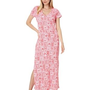 New Lilly Pulitzer Etta Short Sleeve Maxi Dress Red Seaside Harbour Size XS
